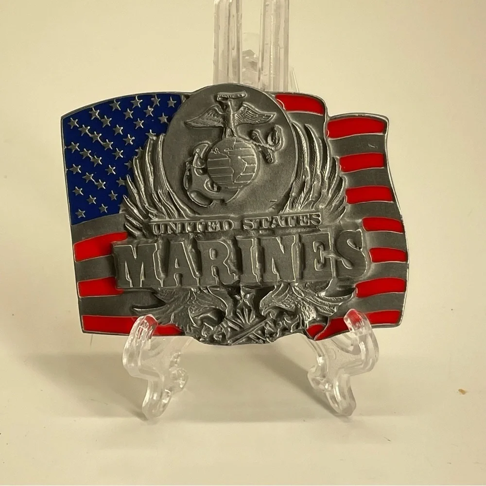 1991 Siskiyou United States Marines Pewter Belt Buckle Eagle Globe Anchor